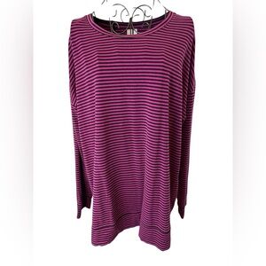 Chico’s Synergy Long Sleeve Top, Size 3, Fuchsia/Black Stripes, NWOT